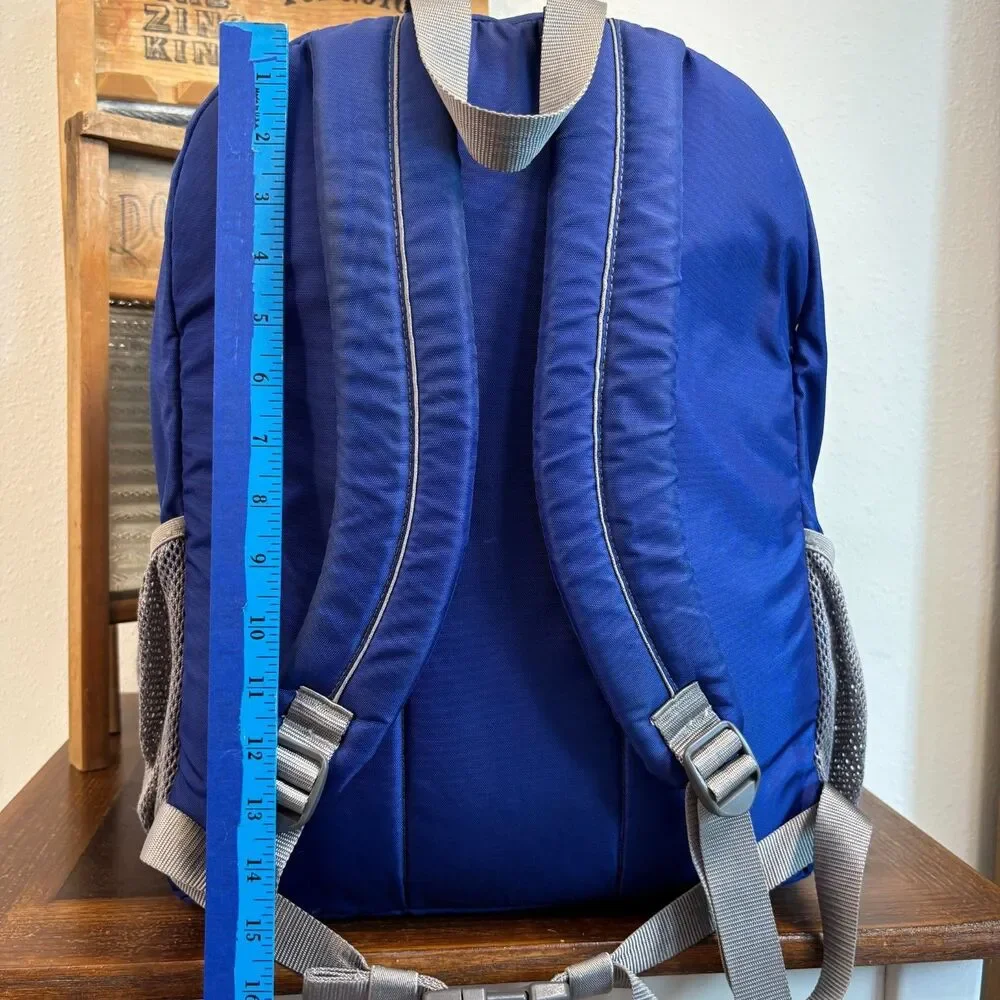 L.L.Bean Deluxe Book Pack Backpack Blue Gray School Bag Organizer 505791